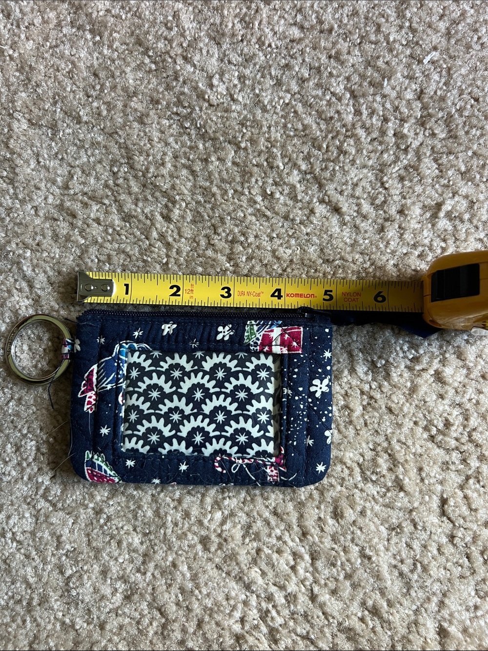 Vera Bradley Navy Owl Card Holder Keychain with ID Window
